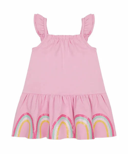Girls Mothercare Pink Summer Dress Sequin Rainbows Baby Age 9 Months - 4 Years