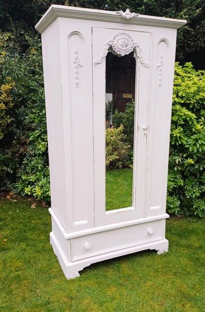 Vintage Painted Victorian Mirrored Wardrobe Shabby Chic CAN ARRANGE COURIER