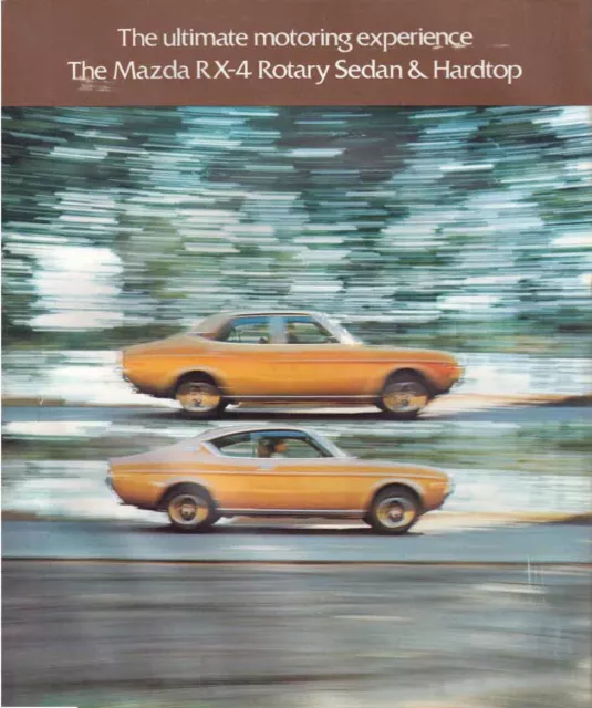 1974 MAZDA RX-4 ROTARY SEDAN & HARDTOP Large Format 6p Brochure. Fair Condition