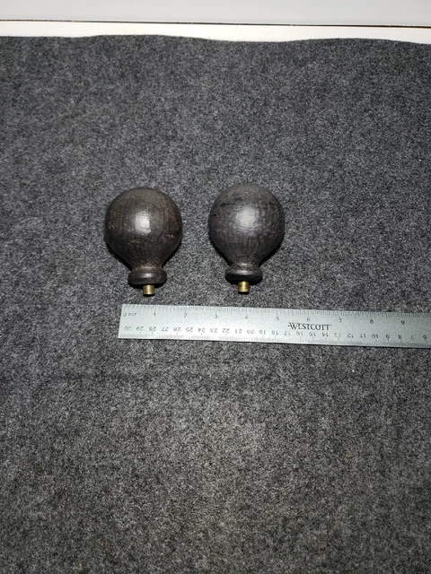 Pottery Barn Ball Finials 1.25" diam Cast Iron Black S/ 2 Large