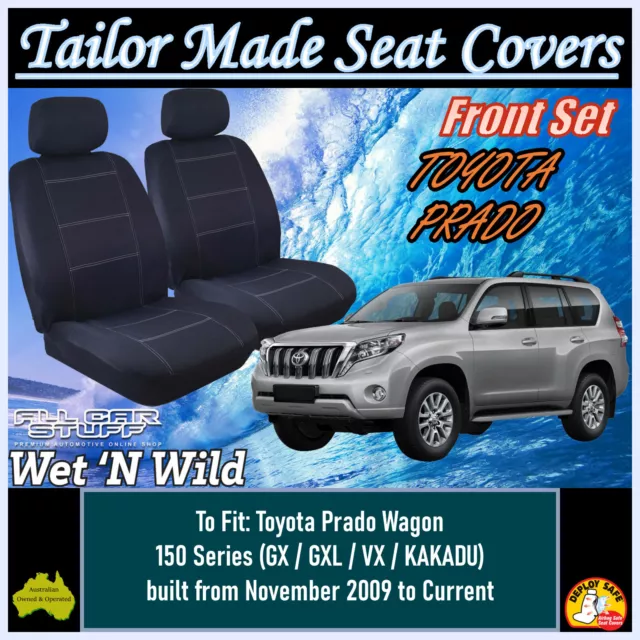 Neoprene Front Row Seat Covers for Toyota Prado 150 Series: 11/2009 to Current