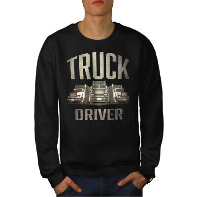 Wellcoda Truck Driver Job Mens Sweatshirt, Lorry Wheels Casual Pullover Jumper