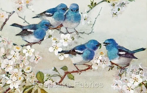 Five Bluebirds Vintage Repro Quilt Block Multi Szs FrEE ShiPPinG WoRld WiDE (B3