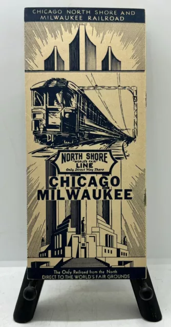 Vintage 1934 Chicago Worlds Fair North Shore Line Railroad Advertising Brochure