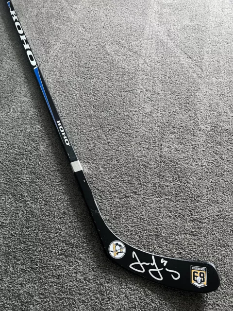 JAROMIR JAGR Pittsburgh Penguins Celebrate 68 SIGNED Hockey Stick Beckett COA