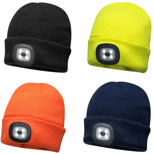 Wintermütze warme Strickmütze mit LED Licht aufladbar USB Beanie Portwest Mütze