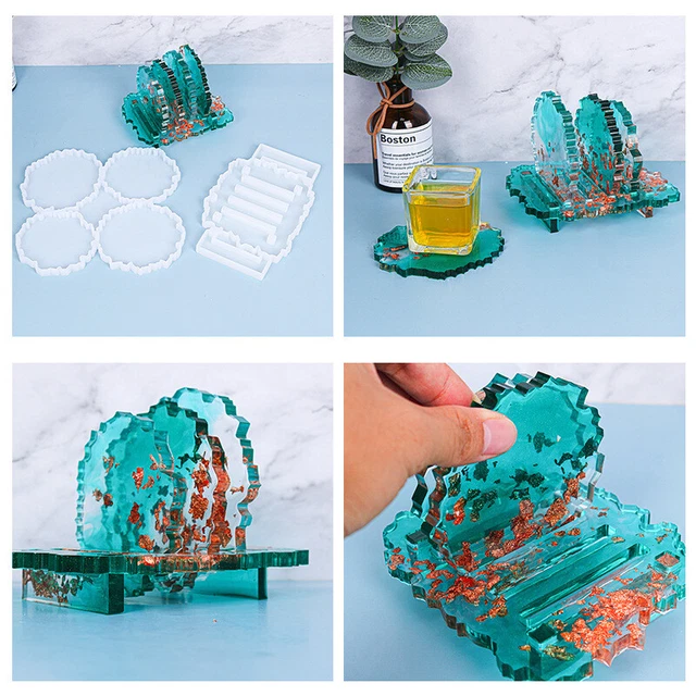 Silikonform Epoxidharz SET Kristall Untersetzer Gießform Epoxy Resin SET❤ 2