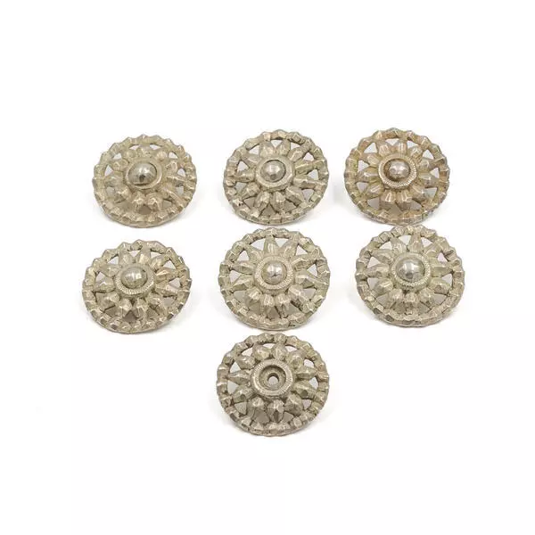 7 bottoni in argento fiocchi di neve bottoni tradizionali antichi silver buttons 20 mm