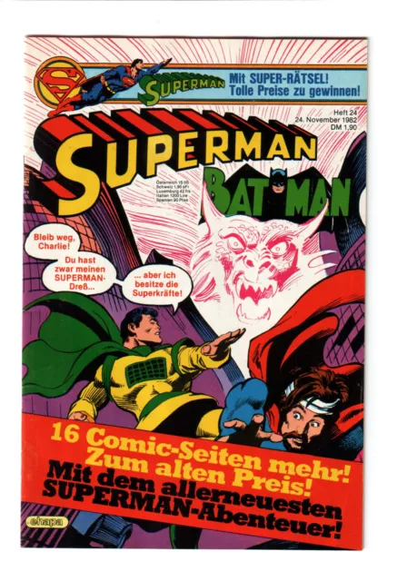 Superman Batman Nr. 24 1982 (Ehapa) - mit Sammel-Ecke und blauem Comic Teil