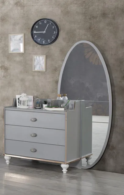 Cómoda con espejo madera cómodas muebles armario dormitorio gris nuevo