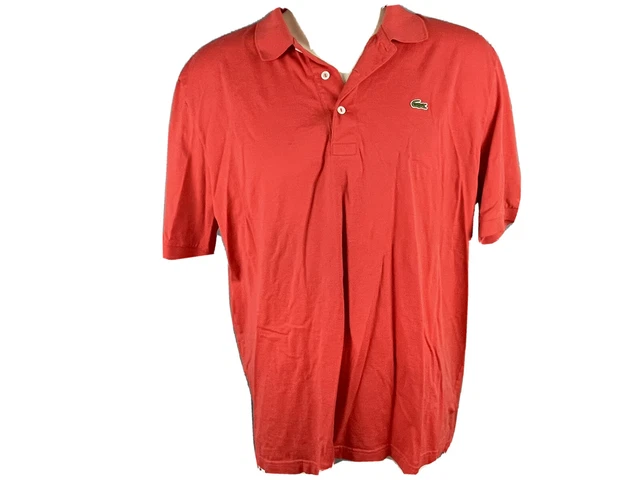 LACOSTE Red Men's Short Sleeve Shirt Croc Gator Mens Cotton Golf Polo  Size 8