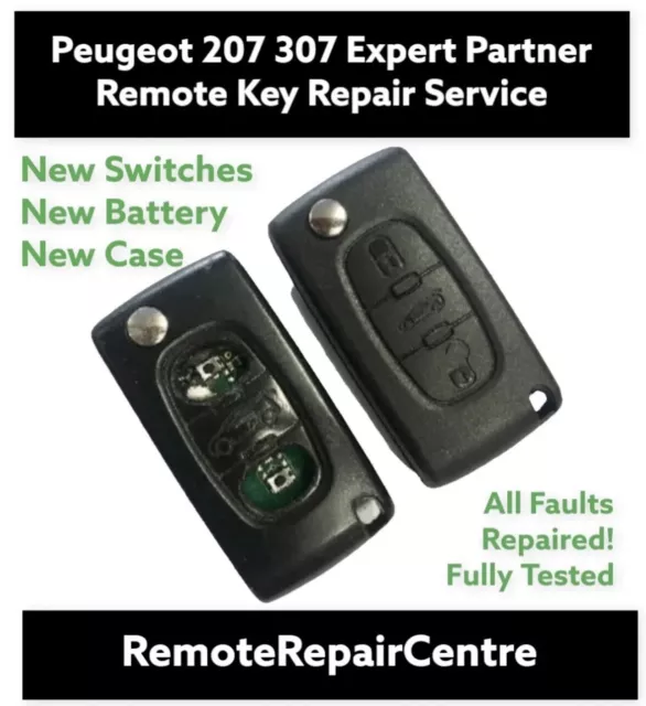 Reparaturservice für Peugeot Expert Partner 307 308 407 2 Tasten Fernbedienung Schlüsselanhänger