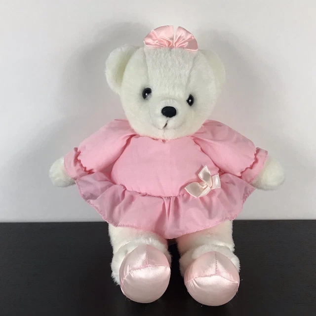 Vintage Prestige Toy Corp Ballerina White Teddy Bear Plush Animal Circa 1988