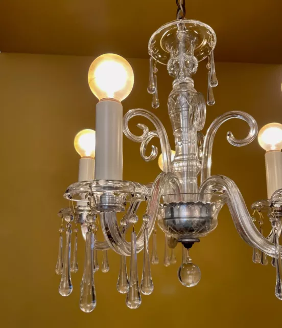 Vintage Lighting 1940s Hollywood Regency crystal chandelier by Lightolier