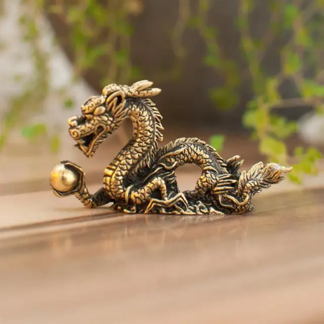 Chinesische Glücksdrache Messing DRACHE mit DRACHENPERLE Glücksbringer Talisman