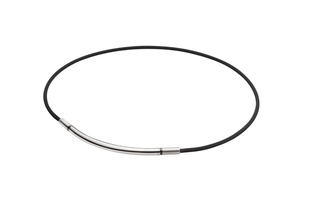 Collar Phiten RAKUWA Cuello Metax Redondo Plata/Negro 40 cm