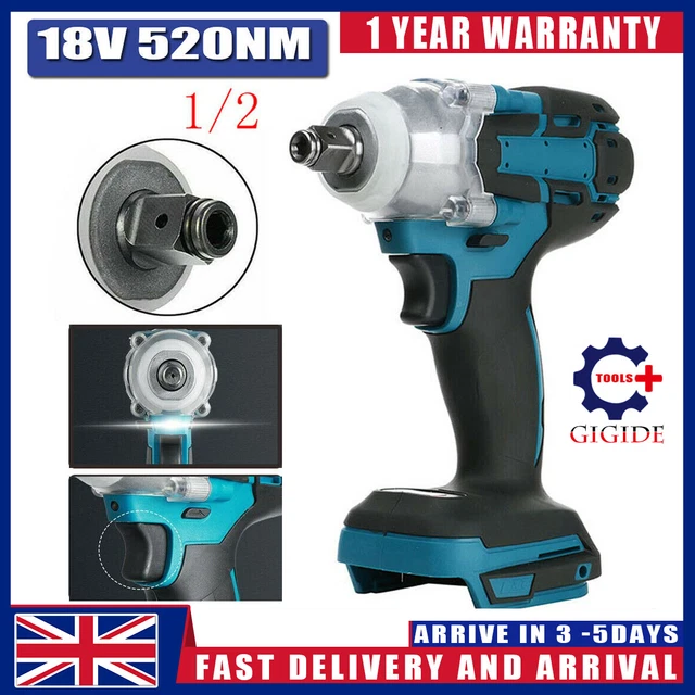 18V 1/2" Cordless Brushless Impact Wrench 520N.m For Makita Battery DTW285Z UK