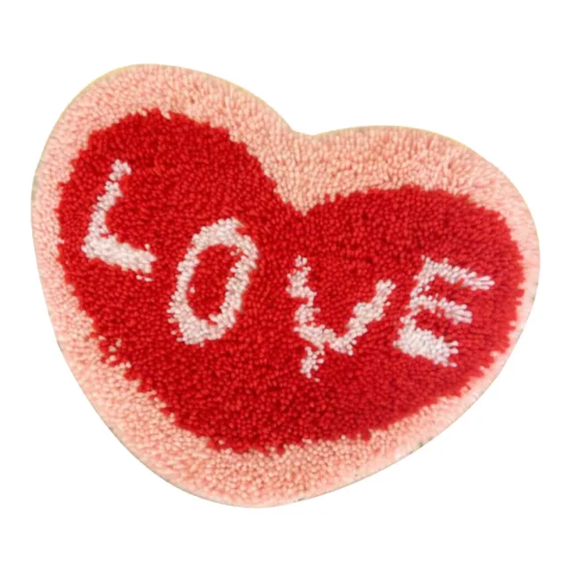 Love Heart Latch Hook Kit Rug DIY Needle Craft Shaggy Kids