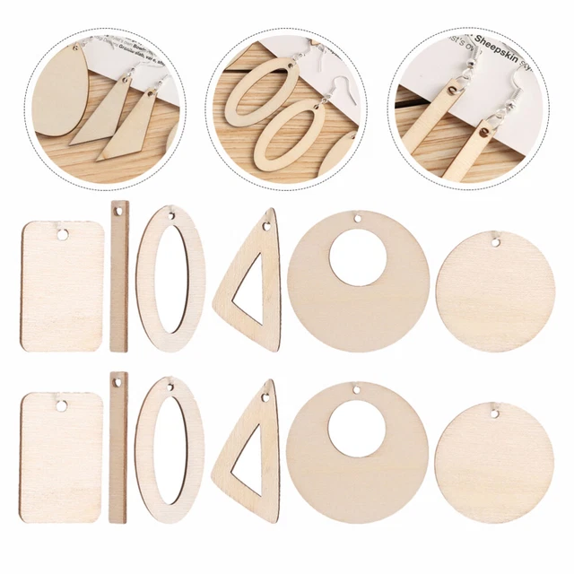 60 piezas Pendientes Colgantes Dijes de Madera Dije Colgantes Dijes de Madera Natural