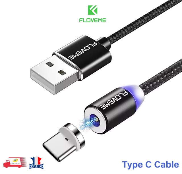 Câble de Charge Rapide magnétique FLOVEME 1 M, USB type C LED