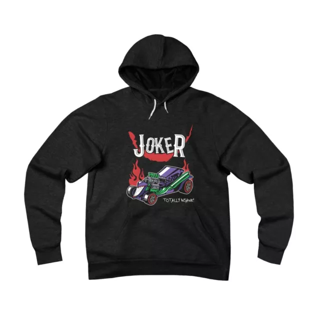 Insane Joker Hot Rod, Black Fleece Hoodie, Inspired By 1960s Batman TV Show