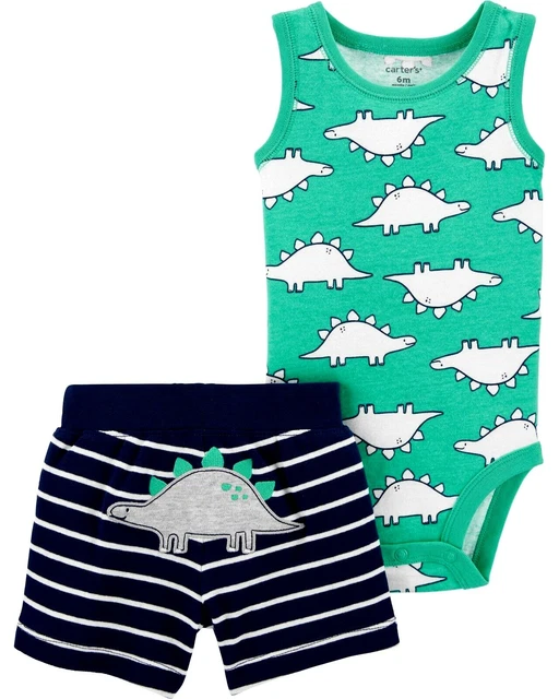 Carter's Baby Boy 2Pc Dinosaur Applique Bodysuit & Shorts Set 3M Outfit Clothes