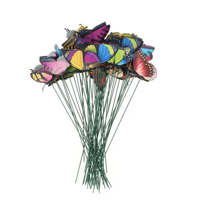 50 Pz Pali di Plastica Farfalla Fiore Decorativo Bellissimo Bastone da Negozio
