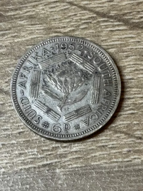 Sudáfrica, Jorge VI, seis peniques, 1952, plata 0,500