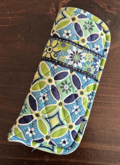 Vera Bradley Blue Green flowers Soft Double Eye Glass Sun glass Case Eyewear Cas