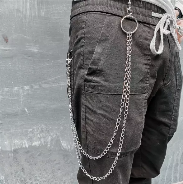 PUNK BIKER TRUCKER Jean Key Chain Men Double Link Metal Pants Wallet ...