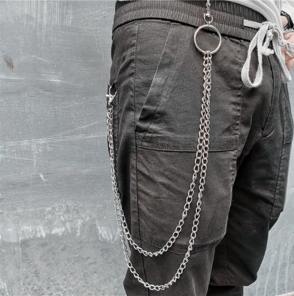 PUNK BIKER TRUCKER Jean Key Chain Men Double Link Metal Pants Wallet