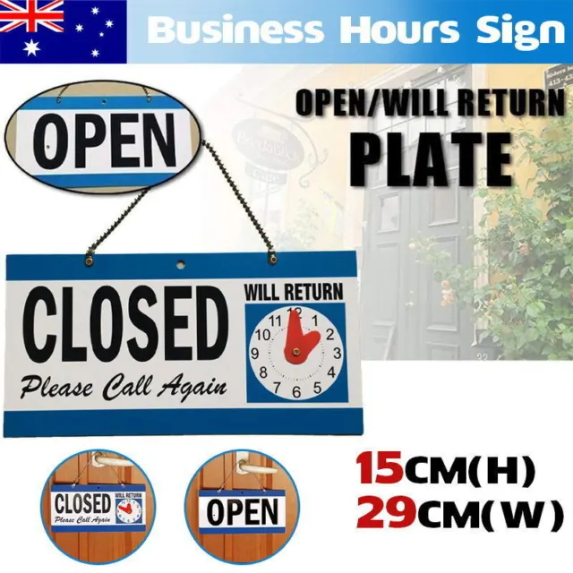 Open - Closed Will Return Sign Business Shop Door Restaurant Hand Crafted Clock