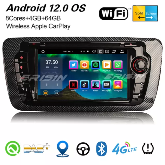 8-Core Android 12 Autoradio Pour SEAT IBIZA CarPlay AUTO 4Go+64Go WiFi DAB+ Navi