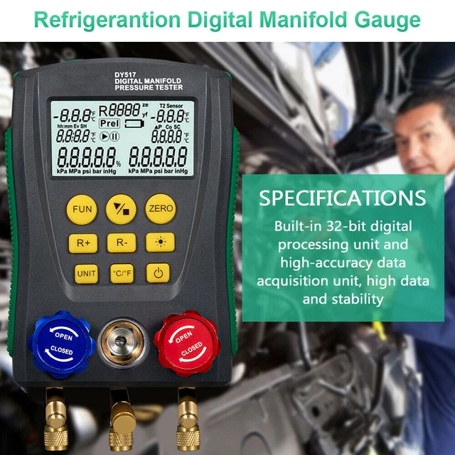 Digital Gauge Manifold HVAC Refrigeration Leak Vacuum Pressure Temp Tester Tools Digital Gauge Manifold HVAC Refrigeration Leak Vacuum Pressure Temp Tester Tools