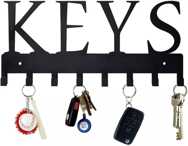 Key Holder For Wall Mounted Hooks Metal Rack Entryway Office Matte Black NEW