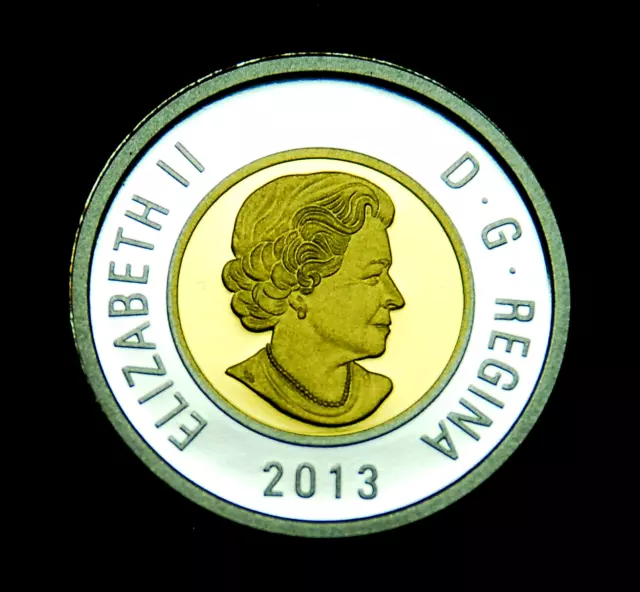 2013 $2 uncirculated ultra cameo pure silver proof toonie with gold inlay UNC