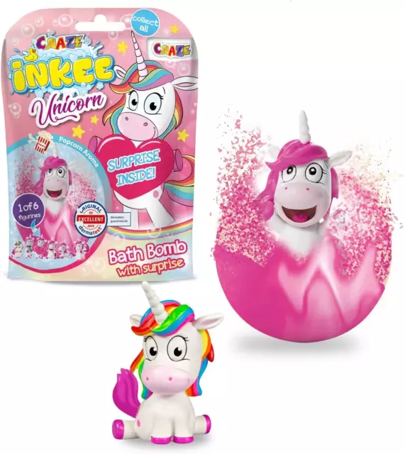 Craze INKEE Unicorn | Badebombe Kinder Mit Überraschung, Badekugel 100G Mit Einh