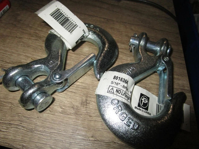 5/16" 3900lb-WLL High Test Zinc Plate Clevis Slip Hook w/ Latch