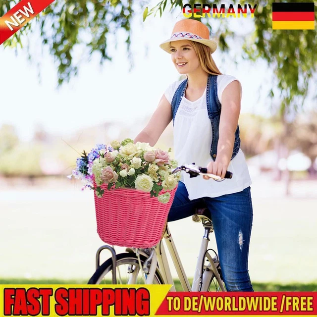 4 teile/satz Rattan Fahrrad Korb + Glocke + Quaste + Aufkleber Lagerung Korb (Ro