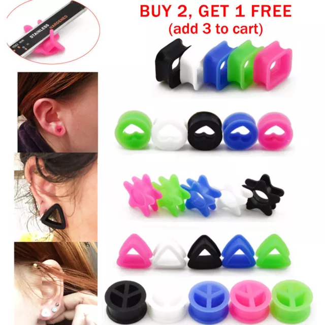 2pcs Multi Shape Silicone Flexible Tunnel Flesh Flared Ear Plug Expander 4-20mm