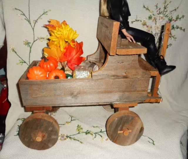 Handmade Vintage Buckboard W/Hay Bales,Pumpkins,Etc-Gene,Tonner Size 16" Dolls- 2