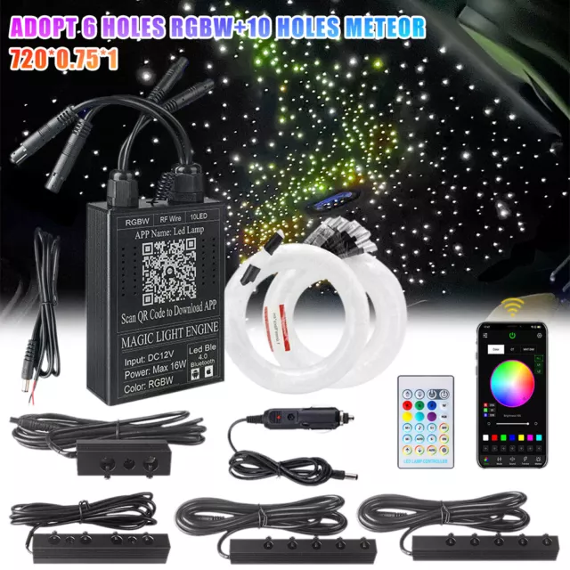 720* Auto Lichtfaser LED RGBW Sternenhimmel Glasfaser Optik Licht Meteor Musik 3