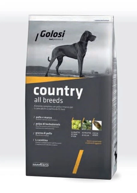 Golosi Country All Breeds Crocchette Cane Adulto Manzo Pollo 12 Kg   C 513