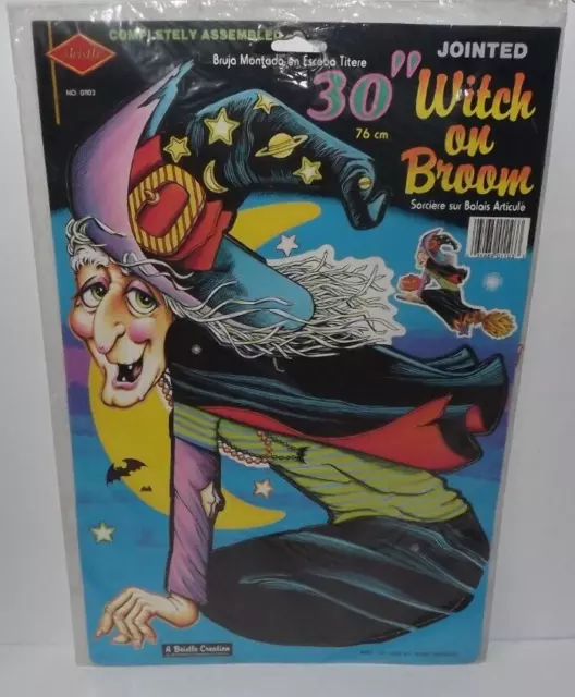 Vintage 1991 Beistle 30 Inch Foot Jointed Halloween Witch Riding Broom New