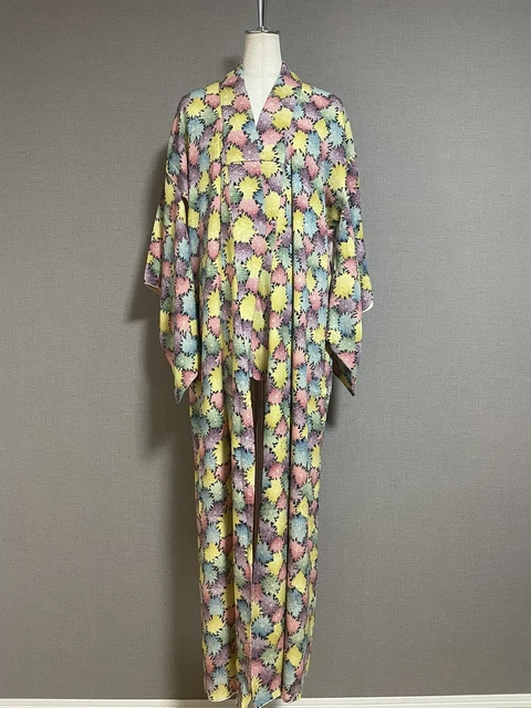Japanese kimono Haori Robe Long coat Made in Japan Vintage Kforward 123