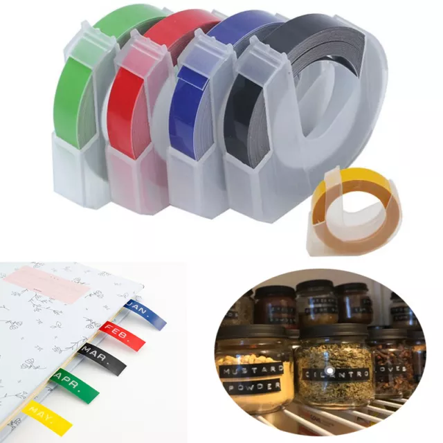 5pcs Dymo Omega Embossing Label Maker OR Compatible 3D Embossing Label Tape 9mm
