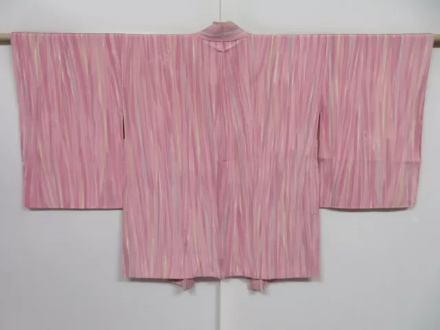 0727i07z530 Vintage Japanese Kimono Silk HAORI Pink Rose