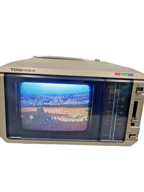 TOSHIBA C-351 COLOUR Television Portable CRT AV Monitor AC DC Vintage ...