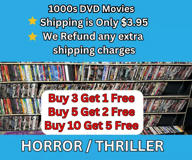 Horror/Thriller Movies Pick&Choose$2.99 Combined Shipping & FREE DVDS W/Purchase