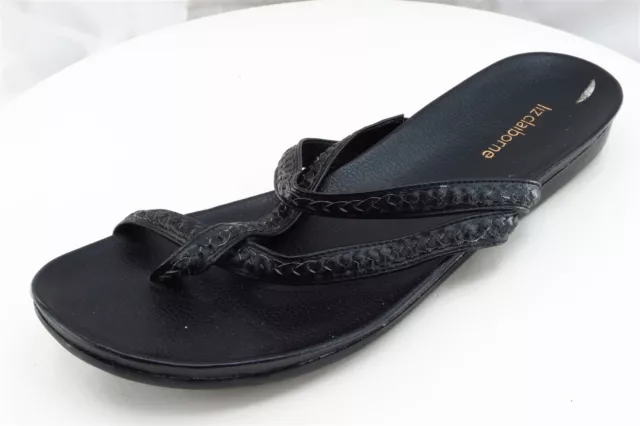 Liz Claiborne Sz 9 M Black Flip Flop Synthetic Women Sandals